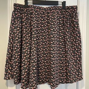SHEIN Curve Size 4X Black Pink Floral Elastic Waist Flowy Mini Skirt